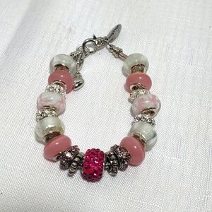 Murano Glass Sterling Charm Bracelet